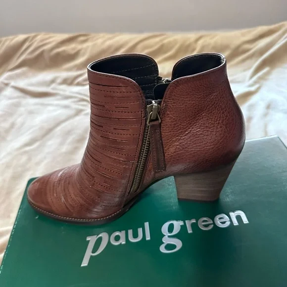 Paul Green The Day Breaker Malibu Saddle Leather Chestnut Leather Boots 7.5